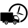 Delivery truck clock. Delivery time symbol, logo illustration. Delivery van,time symbol. On time delivery. Vector illustration for your web mobile logo app UI design.